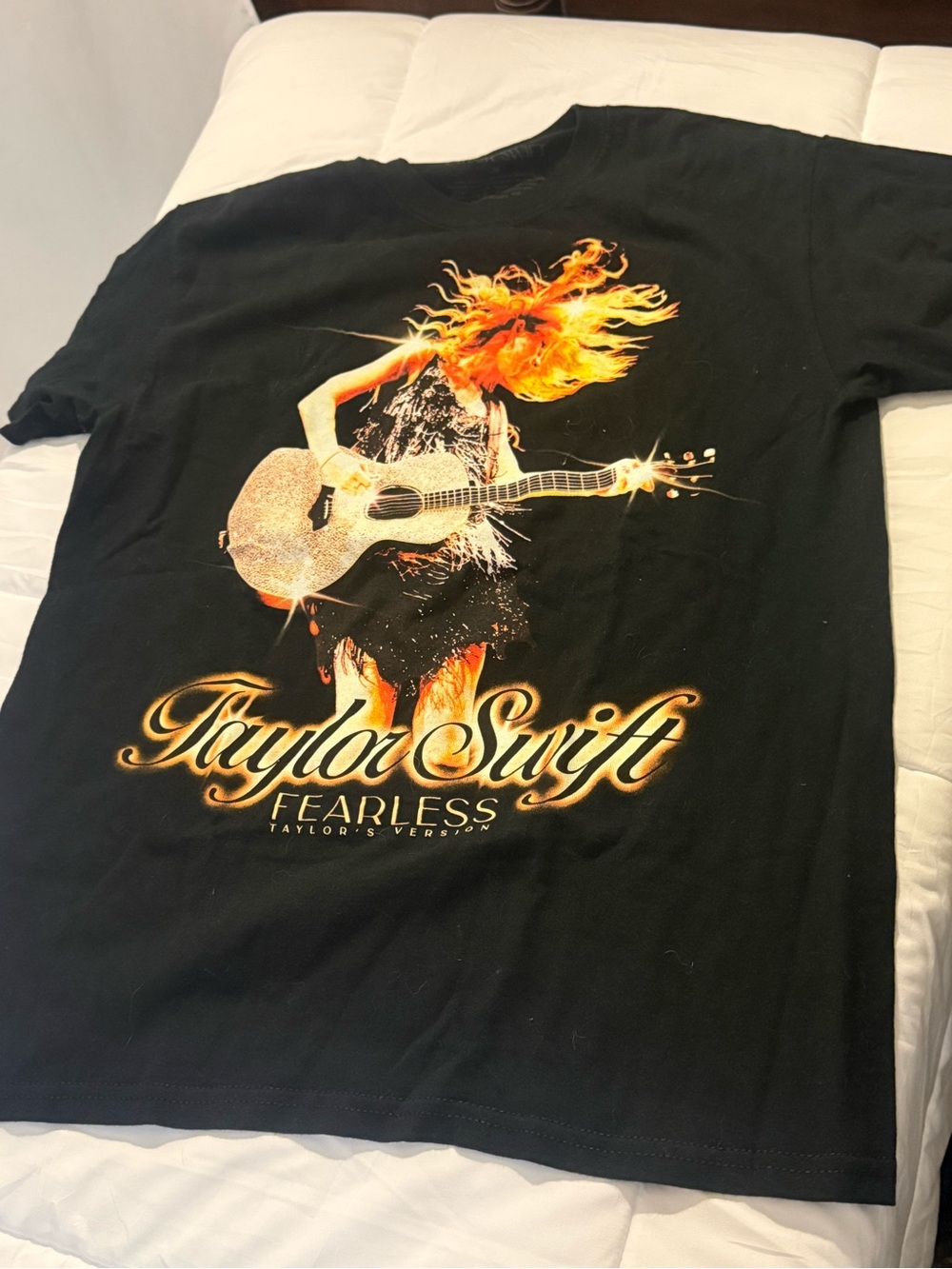 Taylor Swift Black Kids 'Fearless' Graphic Tee with Gold & Orange Artwork